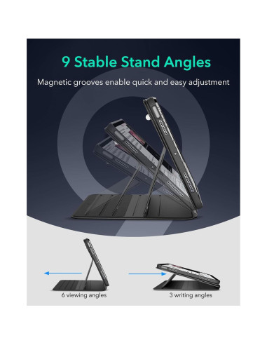 Funda ESR para iPad Air 11" y 10.9" Negra, Soporte Ajustable