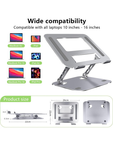 Soporte para Laptop FOBELEC Ajustable Ergonómico 9,07 kg Plata