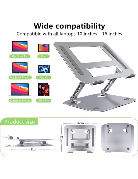 Soporte para Laptop FOBELEC Ajustable Ergonómico 9,07 kg Plata