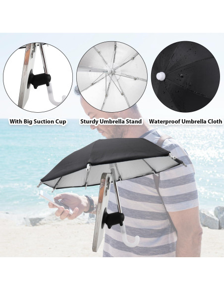 2 Juegos de Paraguas para Teléfono Kingovalley Negro y Azul