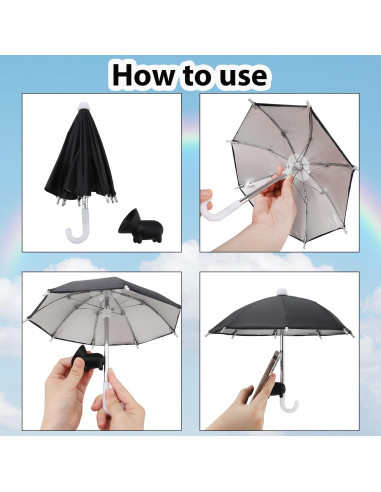 2 Juegos de Paraguas para Teléfono Kingovalley Negro y Azul