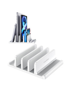 Soporte Vertical para Laptop Vaydeer 3 Ranuras Ajustable Blanco