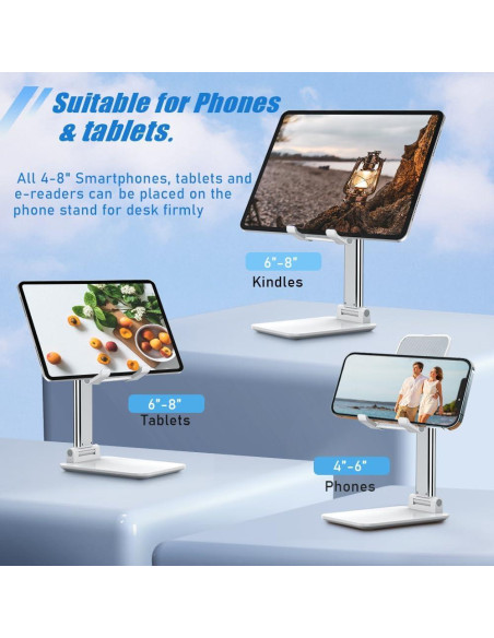 Soporte para Teléfono Móvil MT-6 Ajustable Plegable Blanco Soporte para Teléfono Móvil MT-6 Ajustable Plegable Blanco