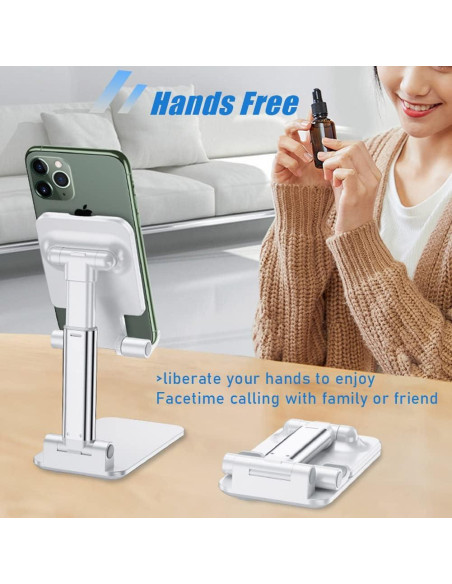 Soporte para Teléfono Móvil MT-6 Ajustable Plegable Blanco Soporte para Teléfono Móvil MT-6 Ajustable Plegable Blanco