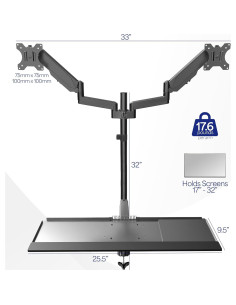 Soporte Doble para Monitores VIVO STAND-SIT2B Ajustable 83.82x66.04cm 2