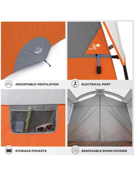 Carpa CORE para Camping Familiar 10 Personas Naranja