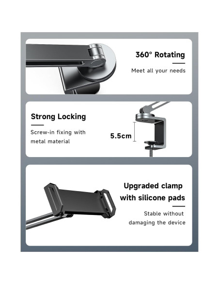 Soporte de Mesa YICOSUN D2 Ajustable 360 para Tabletas