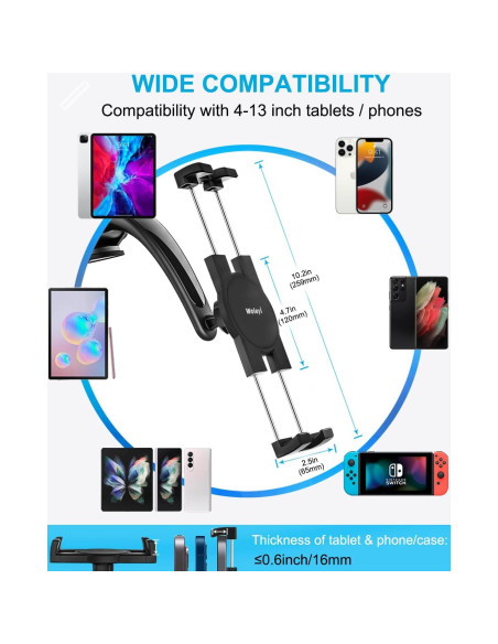 Soporte de Tablet para Coche WOLEYI con Ventosa Fuerte