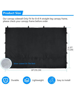 Pared Lateral Carpa 8x8 Joramoy Impermeable UV Negro 2