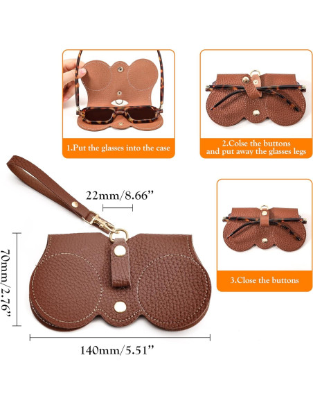 Estuche para Gafas de Cuero Suave FEISEDY 2Pack Negro Marrón