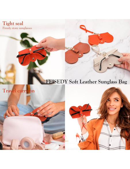 Estuche para Gafas de Cuero Suave FEISEDY 2Pack Negro Marrón