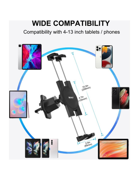 Soporte para Tablet en Coche Woleyi Ajustable 4.7-33 cm