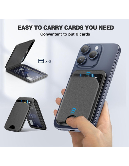 Billetera Magnética Mag-Safe para iPhone 16/15/14/13/12 Negra
