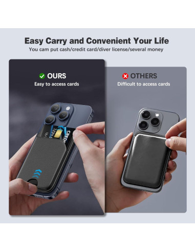 Billetera Magnética Mag-Safe para iPhone 16/15/14/13/12 Negra