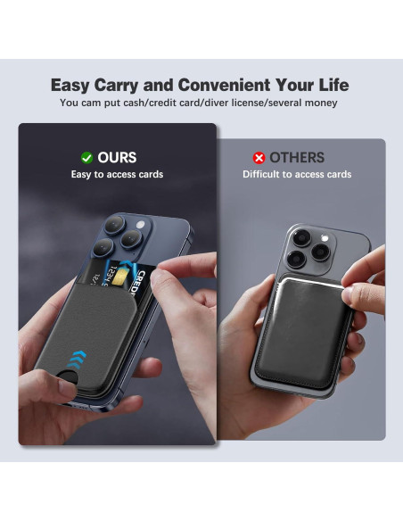 Billetera Magnética Mag-Safe para iPhone 16/15/14/13/12 Negra