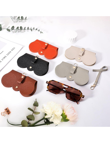 Estuche para Gafas de Cuero Suave FEISEDY 2Pack Negro Marrón