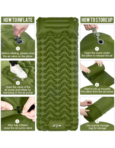 Colchoneta Inflable MOXILS DM-SLP02 Verde 190.5x63.5cm