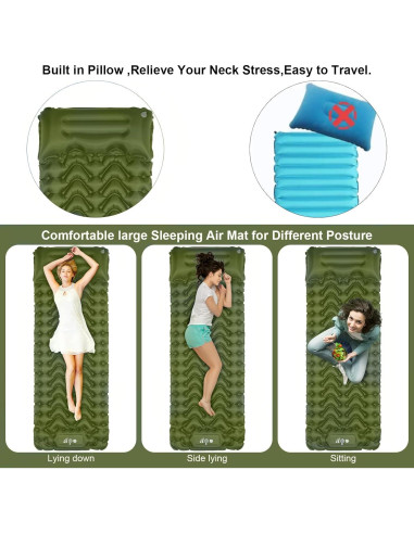 Colchoneta Inflable MOXILS DM-SLP02 Verde 190.5x63.5cm