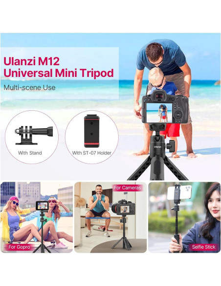 ULANZI M12 Trípode y Palo de Selfie Extensible 18-31.5cm