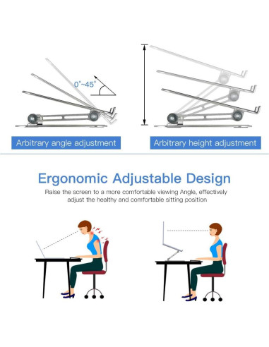 Soporte para Laptop Misott Ajustable Ergonómico Aluminio Plata