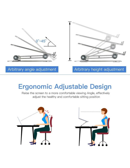 Soporte para Laptop Misott Ajustable Ergonómico Aluminio Plata