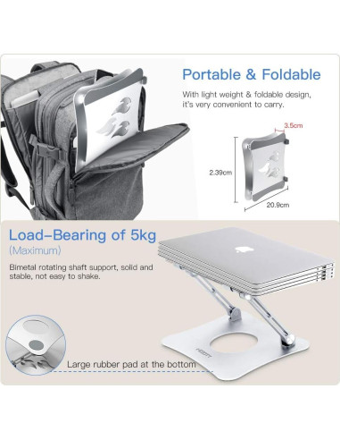 Soporte para Laptop Misott Ajustable Ergonómico Aluminio Plata