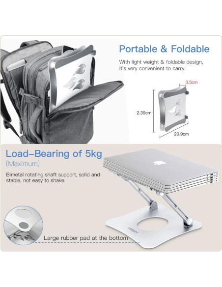 Soporte para Laptop Misott Ajustable Ergonómico Aluminio Plata