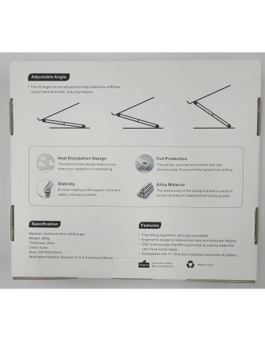 Soporte para Laptop Misott Ajustable Ergonómico Aluminio Plata