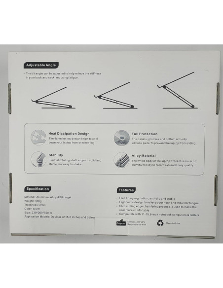 Soporte para Laptop Misott Ajustable Ergonómico Aluminio Plata