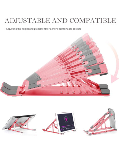 Soporte para Laptop EFFICOM Plegable Ergonómico Aluminio Rosa