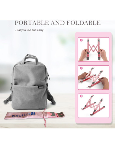 Soporte para Laptop EFFICOM Plegable Ergonómico Aluminio Rosa