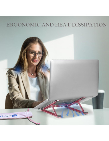 Soporte para Laptop EFFICOM Plegable Ergonómico Aluminio Rosa