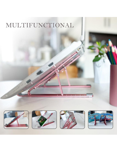 Soporte para Laptop EFFICOM Plegable Ergonómico Aluminio Rosa