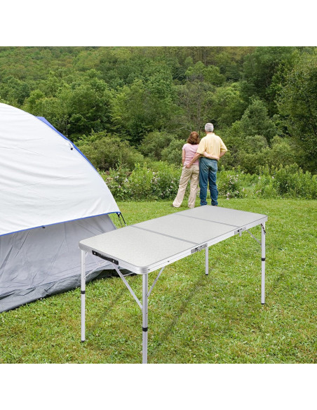 Mesa de Camping Plegable REDCAMP 2ft Ajustable Blanca