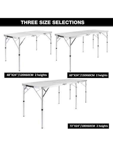 Mesa de Camping Plegable REDCAMP 2ft Ajustable Blanca