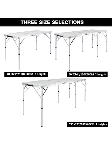 Mesa de Camping Plegable REDCAMP 2ft Ajustable Blanca
