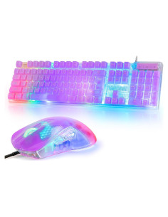 CHONCHOW Combo Teclado y Ratón Gaming RGB USB Claro