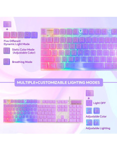 CHONCHOW Combo Teclado y Ratón Gaming RGB USB Claro 2