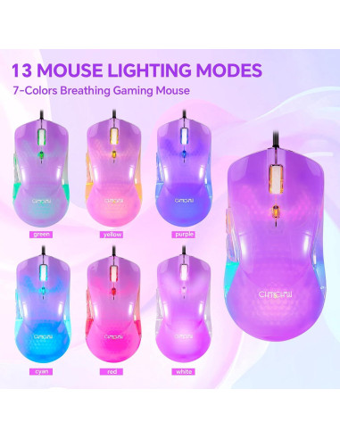 CHONCHOW Combo Teclado y Ratón Gaming RGB USB Claro