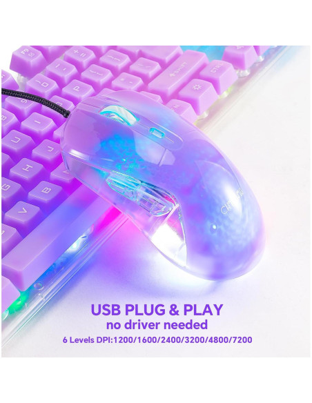 CHONCHOW Combo Teclado y Ratón Gaming RGB USB Claro