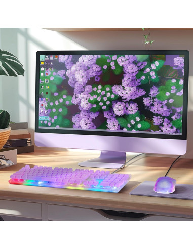 CHONCHOW Combo Teclado y Ratón Gaming RGB USB Claro