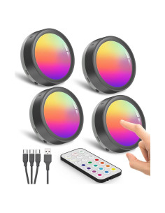 Luces Puck LED HiDure RGBW Recargables con Control Remoto