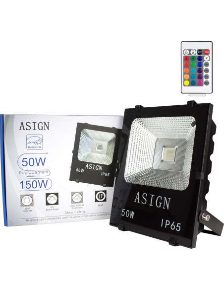 Luz LED Inundación ASIGN 50W RGB con Control Remoto Luz LED Inundación ASIGN 50W RGB con Control Remoto