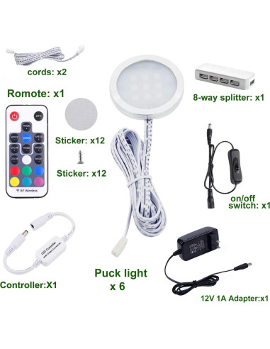 AIBOO Kit de 6 Luces LED RGB para Gabinete Interior