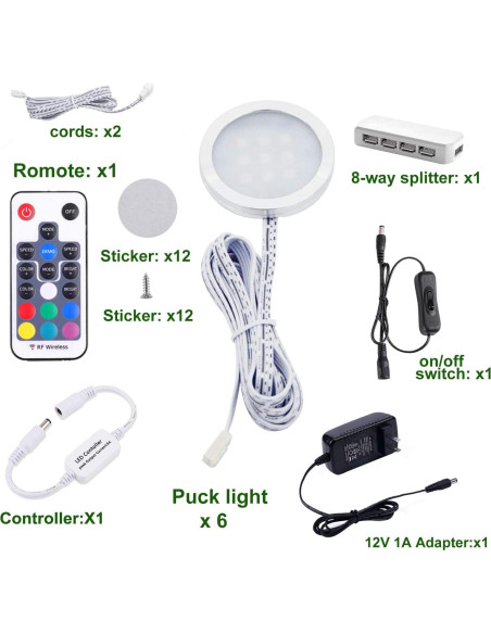 AIBOO Kit de 6 Luces LED RGB para Gabinete Interior