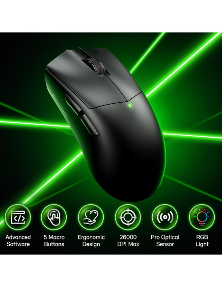 Ratón Gaming Inalámbrico Burstiger 55g 26000 DPI Ergonómico