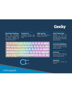 Teclado Mecánico Geeky GK61 SE 60% RGB 61 Teclas Blanco 2