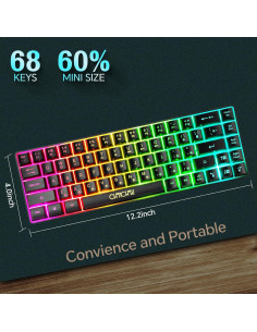 Teclado Gaming CHONCHOW RGB 60% 68 Teclas Compacto USB-C 2