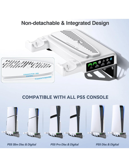 Soporte de Pared PS5 Tokluck con Ventilador y Carga Rápida