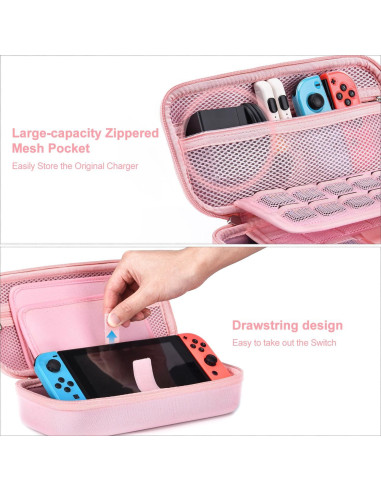 Funda 19 en 1 para Nintendo Switch innoAura Rosa